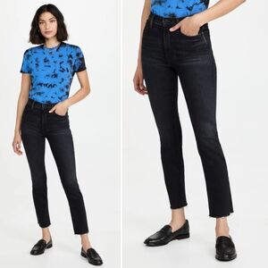 Mother Denim High Waist Rascal Snippet Straight Leg Crop Jeans in Night Owl 27